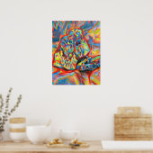 Kleurpotlood abstracte tekening kunst van kristall poster (Keuken)