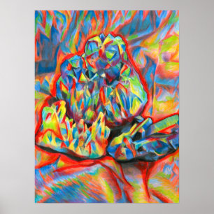 Kleurpotlood abstracte tekening kunst van kristall poster