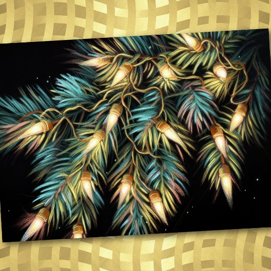 Kleurpotlood Kerstring Licht Feestdagenkaart