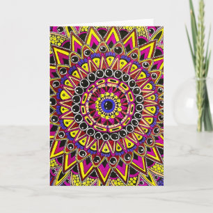 Kleurpotlood Paars Geel Mandala Wenskaart Kaart