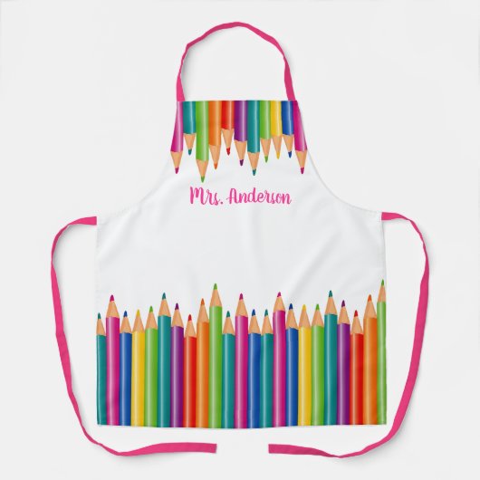 Kleurpotlood Rij Personaliseer Apron Schort (Voorkant)