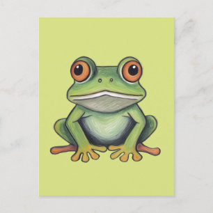 Kleurpotlood tekening kikker briefkaart