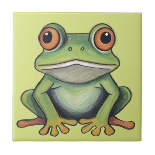 Kleurpotlood tekening kikker tegeltje