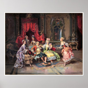 Kleurrijk 18e c. aristocratische scène poster