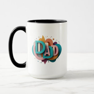 Kleurrijk 3D "DAD" grafisch ontwerp Coffee Mok