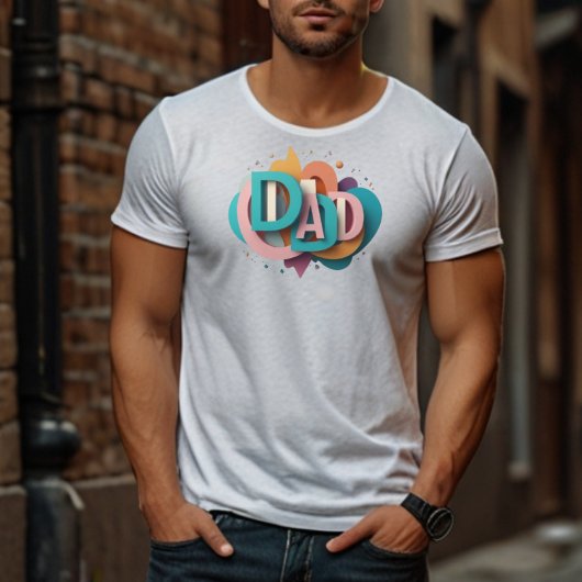 Kleurrijk 3D "DAD" grafisch ontwerp | Heren T-shirt