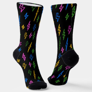 Kleurrijk 80's Neon Bliksem Patroon Sokken
