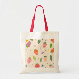 Kleurrijk Aardbeienpatroon Schattig Cottagecore Tote Bag