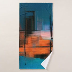 Kleurrijk abstract acrylschilderij. Surreal landsc Badhanddoek
