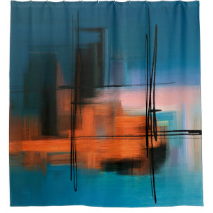 Kleurrijk abstract acrylschilderij. Surreal landsc Douchegordijn