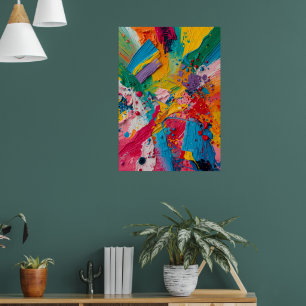 Kleurrijk Abstract Acrylverf Spatposter   B Poster