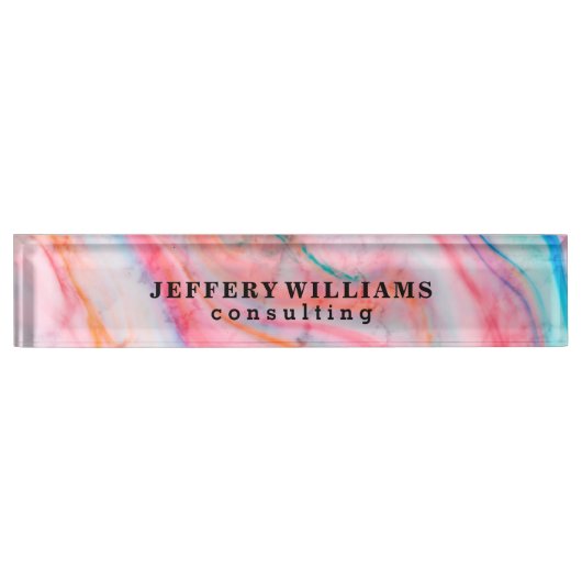 Kleurrijk Abstract Agaat Stone Pattern Naambordje (Voorkant)