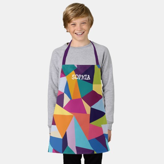 Kleurrijk Abstract Apron met naam Schort (Gedragen)