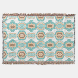 Kleurrijk abstract blauw/bruin/geelbruin medaillon deken