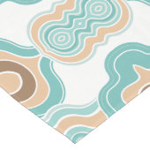 Kleurrijk abstract blauw/bruin/geelbruin medaillon lange tafelloper (Hoek)