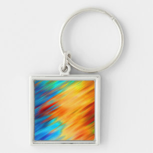 Kleurrijk Abstract blauw Oranje Flare Sleutelhanger