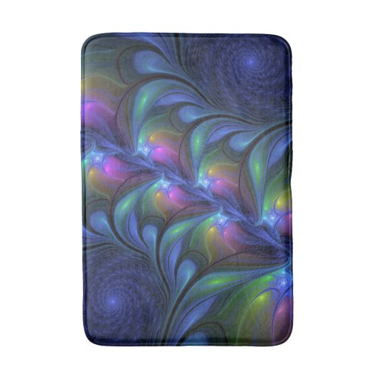 Kleurrijk Abstract blauw roze groen fractal Badmat (Voorkant Verticaal)