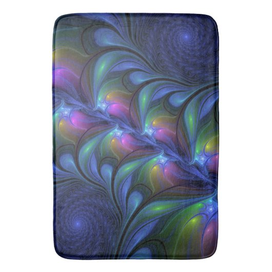 Kleurrijk Abstract blauw roze groen fractal Badmat (Voorkant Verticaal)