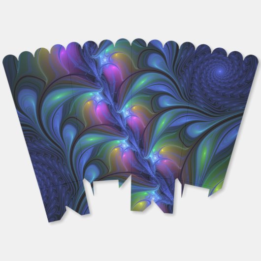 Kleurrijk Abstract blauw roze groen fractal Bedankdoosjes (Ongevouwen)