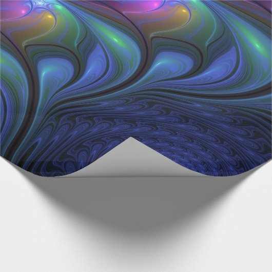Kleurrijk Abstract blauw roze groen fractal Cadeaupapier (Hoek)