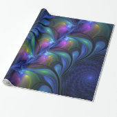 Kleurrijk Abstract blauw roze groen fractal Cadeaupapier (Uitgerold)