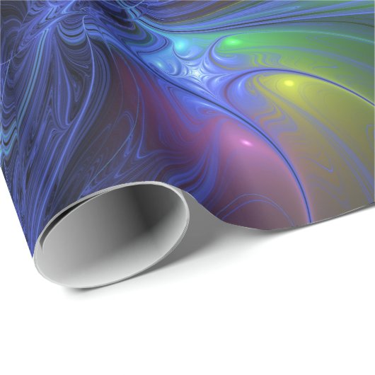 Kleurrijk Abstract blauw roze groen fractal Cadeaupapier (Rol Hoek)