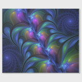Kleurrijk Abstract blauw roze groen fractal Cadeaupapier (Vlak)