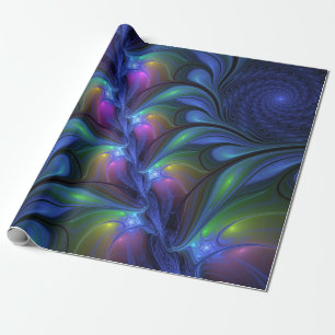 Kleurrijk Abstract blauw roze groen fractal Cadeaupapier