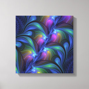 Kleurrijk Abstract blauw roze groen fractal Canvas Afdruk