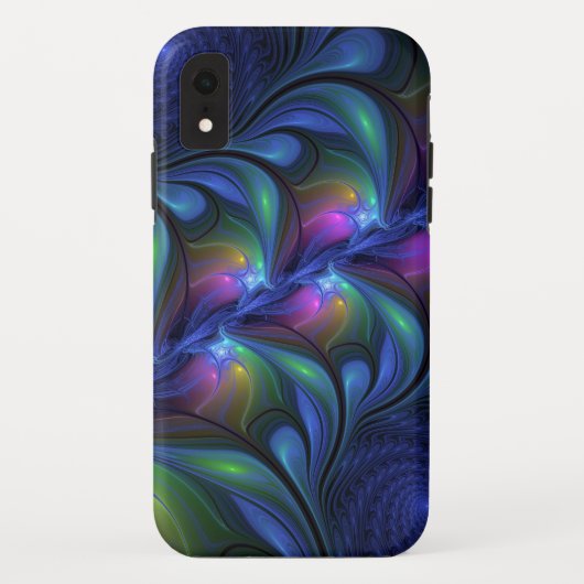 Kleurrijk Abstract blauw roze groen fractal Case-Mate iPhone Case (Achterkant)