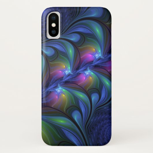 Kleurrijk Abstract blauw roze groen fractal Case-Mate iPhone Case (Achterkant)
