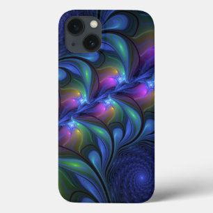 Kleurrijk Abstract blauw roze groen fractal iPhone 13 Hoesje