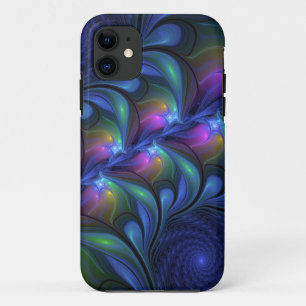Kleurrijk Abstract blauw roze groen fractal iPhone 11 Hoesje