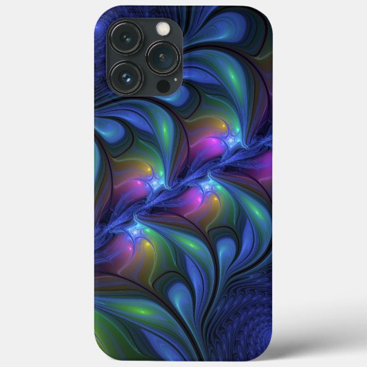 Kleurrijk Abstract blauw roze groen fractal Case-Mate iPhone Case (Achterkant)