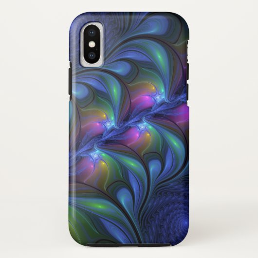 Kleurrijk Abstract blauw roze groen fractal Case-Mate iPhone Case (Achterkant)