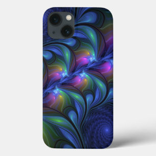 Kleurrijk Abstract blauw roze groen fractal iPhone 13 Hoesje