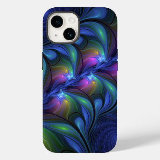 Kleurrijk Abstract blauw roze groen fractal Case-Mate iPhone 14 Hoesje