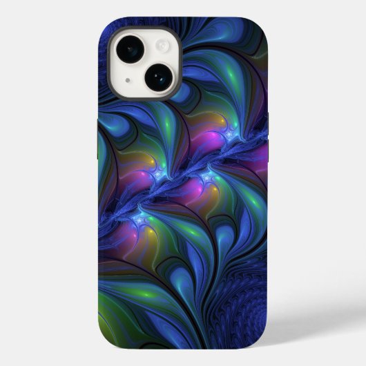 Kleurrijk Abstract blauw roze groen fractal Case-Mate iPhone Case (Achterkant)
