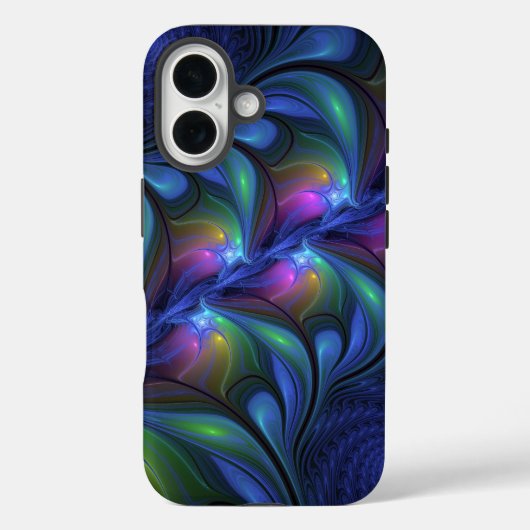 Kleurrijk Abstract blauw roze groen fractal Case-Mate iPhone Case (Achterkant)