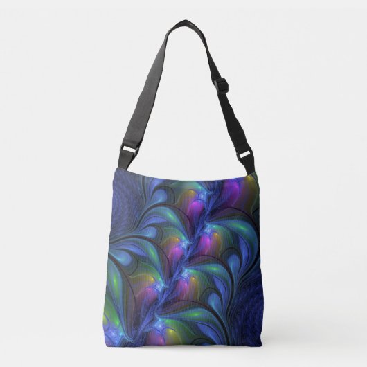 Kleurrijk Abstract blauw roze groen fractal Crossbody Tas (Voorkant)