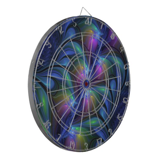 Kleurrijk Abstract blauw roze groen fractal Dartbord (Voorkant Links)
