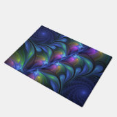 Kleurrijk Abstract blauw roze groen fractal Deurmat (Schuin)