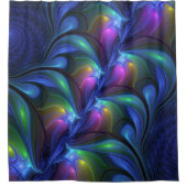 Kleurrijk Abstract blauw roze groen fractal Douchegordijn (Voorkant)