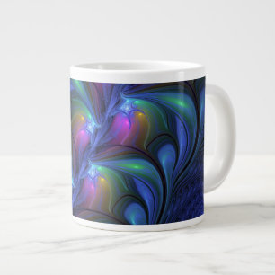 Kleurrijk Abstract blauw roze groen fractal Extra Grote Beker