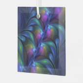 Kleurrijk Abstract blauw roze groen fractal Glas Ornament (Voorkant links)