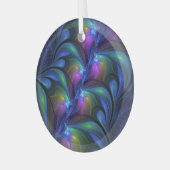 Kleurrijk Abstract blauw roze groen fractal Glas Ornament (Voorkant links)