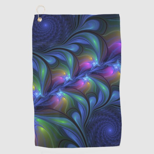 Kleurrijk Abstract blauw roze groen fractal Golfhanddoek (Voorkant)