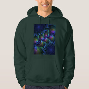 Kleurrijk Abstract blauw roze groen fractal Hoodie