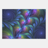 Kleurrijk Abstract blauw roze groen fractal Inpakpapier Vel (Voorkant)