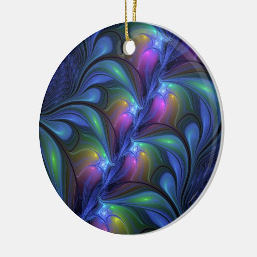 Kleurrijk Abstract blauw roze groen fractal Keramisch Ornament (Links)